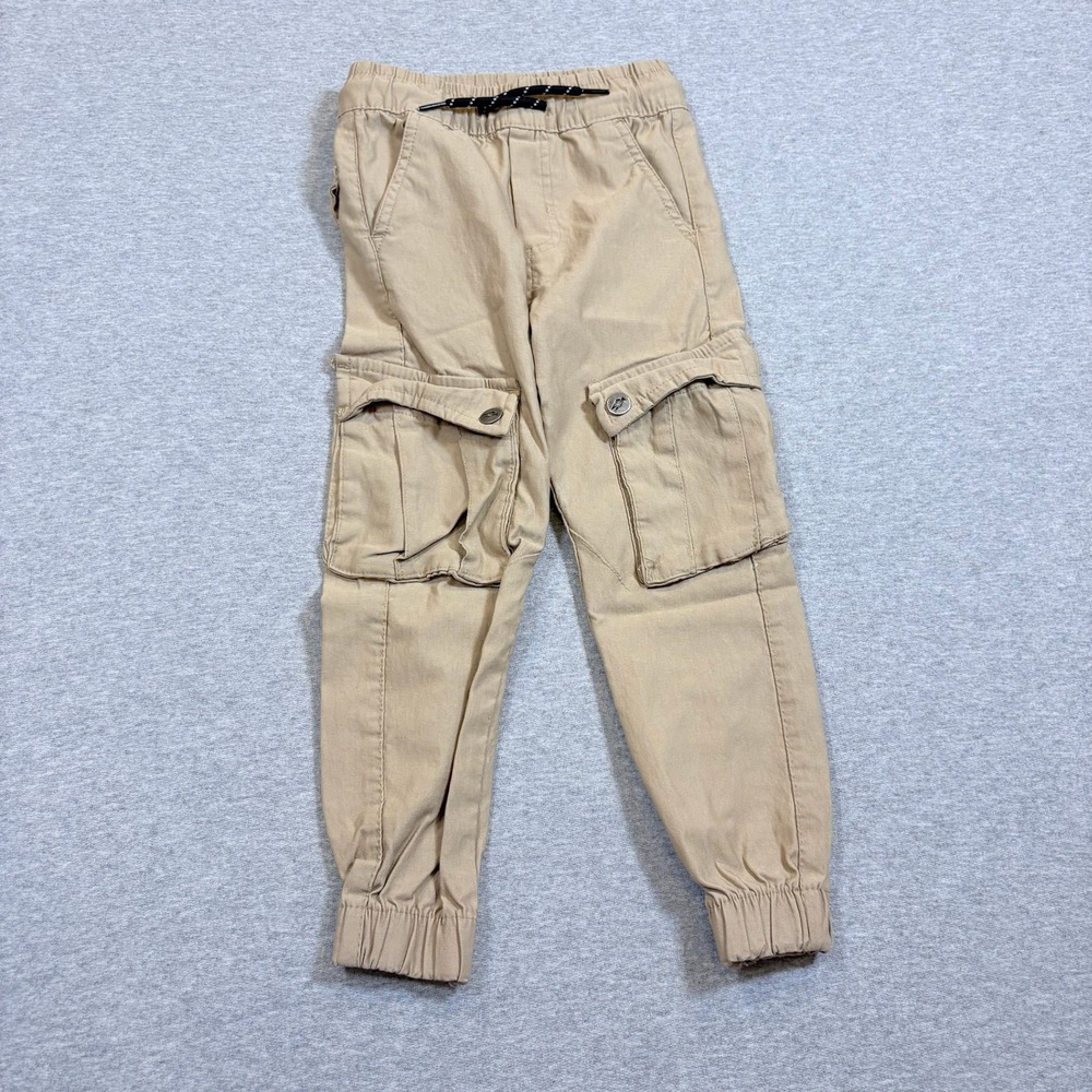 Tony Hawk Locale Cargo Jogger Pants Kids Size 4 Tan Khaki Elastic Waist Skate